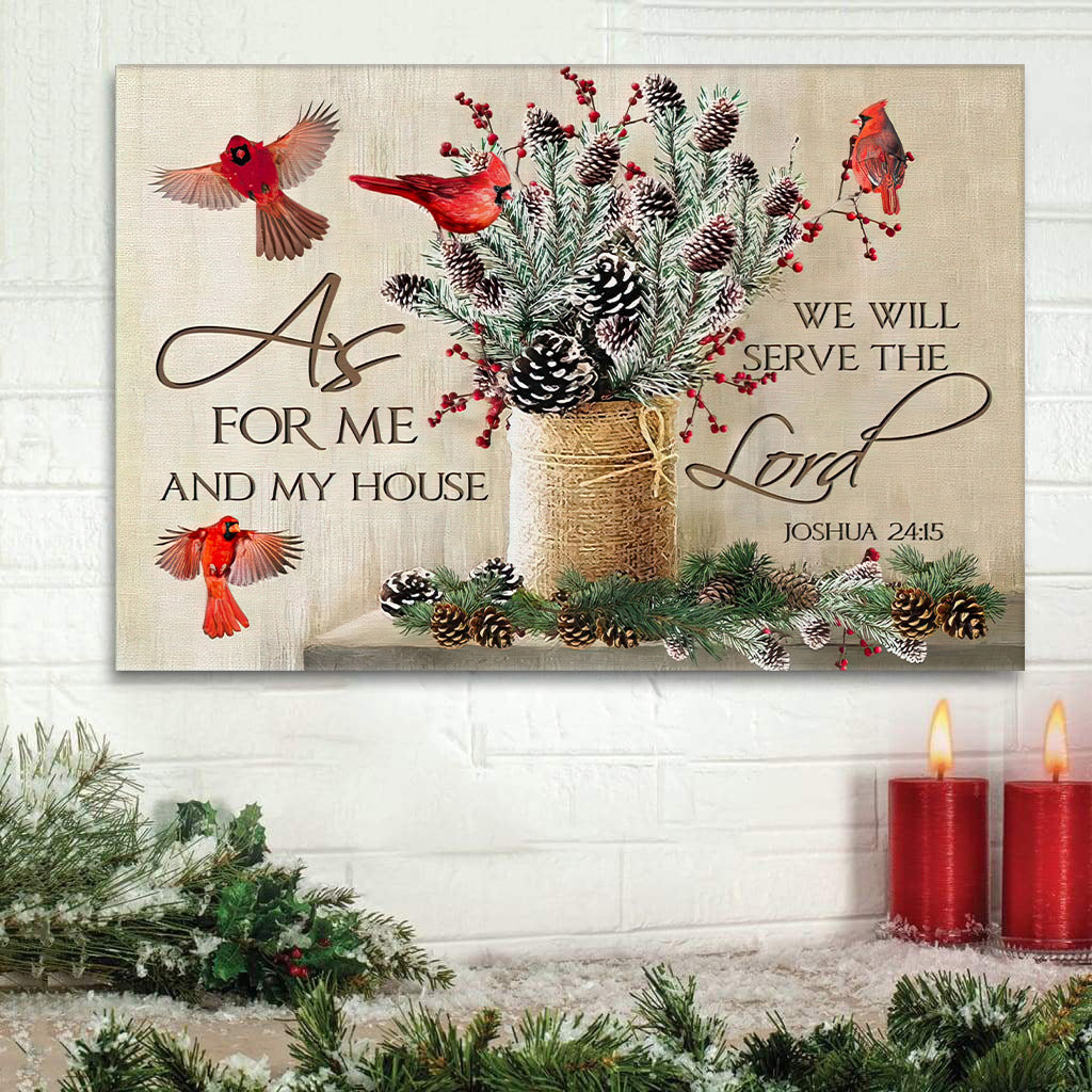 As For Me And My House Christmas Wall Art Canvas Decoration - Religious Wall Art Canvas