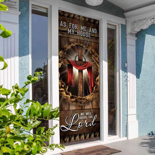 As For Me And My House Doo Cover - We Will Serve The Lord Door Cover - Religious Door Decorations