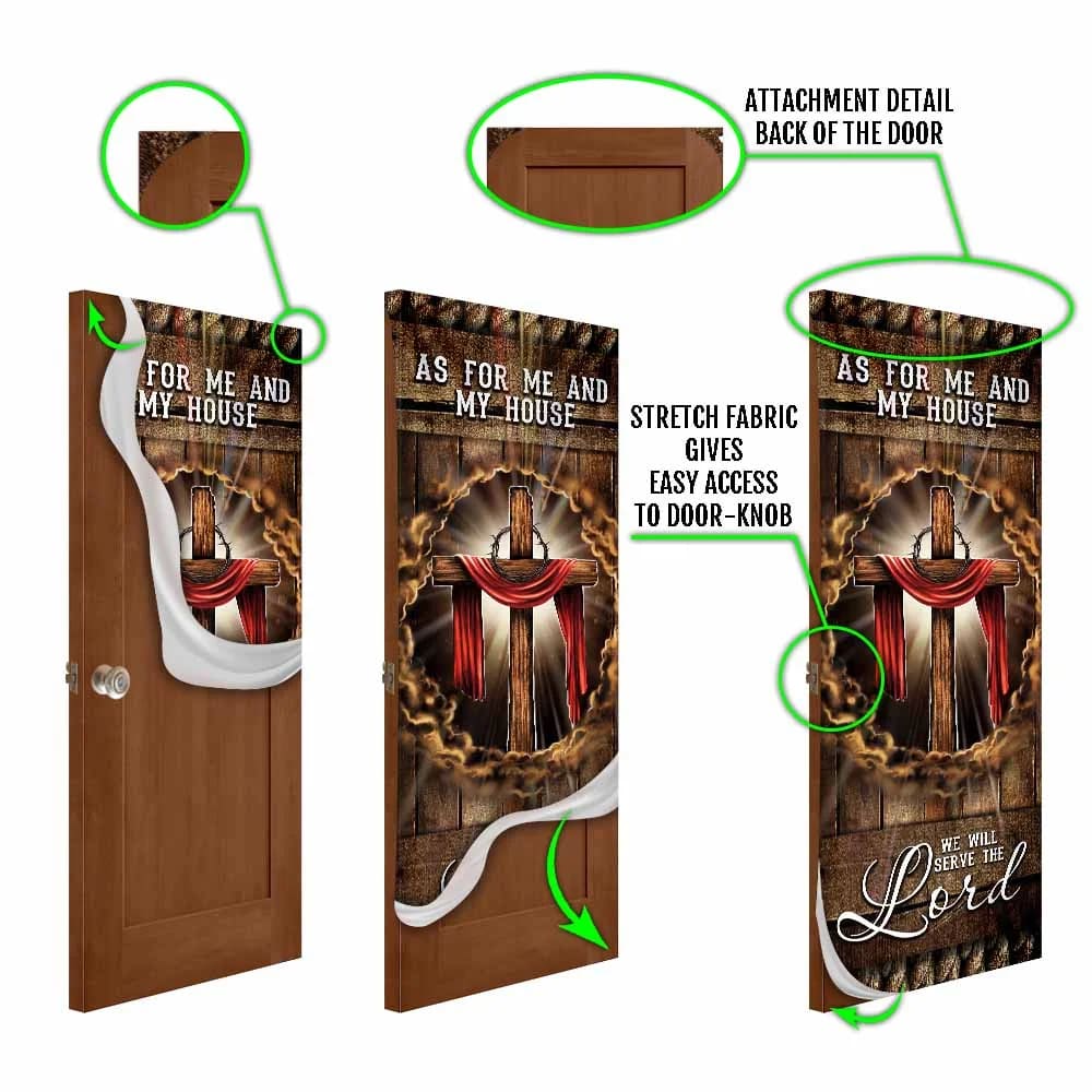 As For Me And My House Doo Cover - We Will Serve The Lord Door Cover - Religious Door Decorations