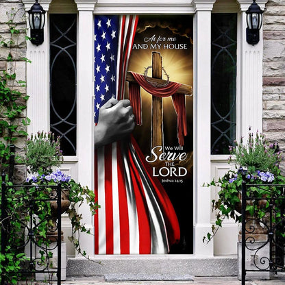 As For Me And My House Door Cover - We Will Serve The Lord Door Cover - Religious Door Decorations