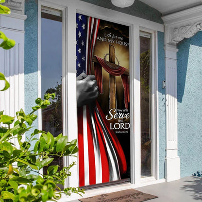 As For Me And My House Door Cover - We Will Serve The Lord Door Cover - Religious Door Decorations