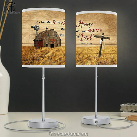 As For Me And My House We Will Serve The Lord The Cross Heaven's Light Table Lamp Prints - Religious Table Lamp Art