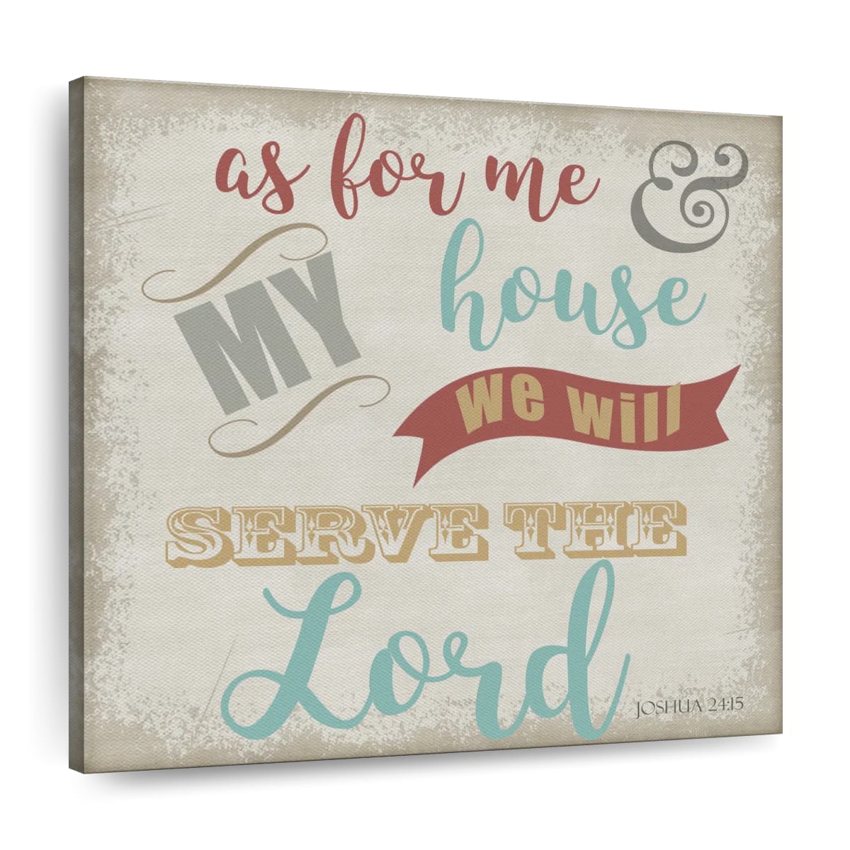 As For Me My House Square Canvas Wall Art - Bible Verse Wall Art Canvas - Religious Wall Hanging