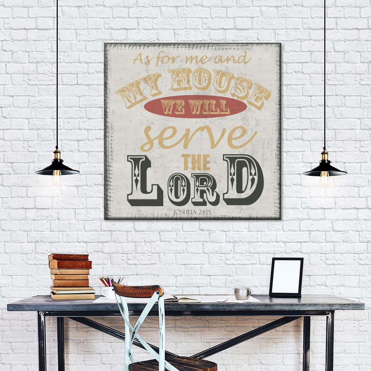 As For Me Square Canvas Wall Art - Bible Verse Wall Art Canvas - Religious Wall Hanging