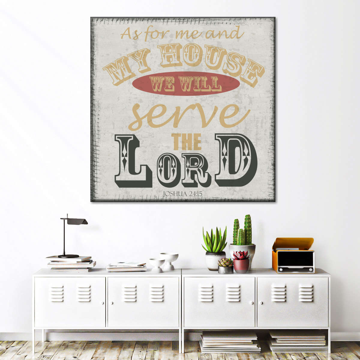 As For Me Square Canvas Wall Art - Bible Verse Wall Art Canvas - Religious Wall Hanging