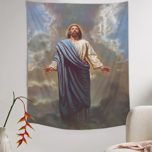 Ascension Tapestry - Jesus Picture - Religious Tapestry - Christian Tapestry Wall Hangings