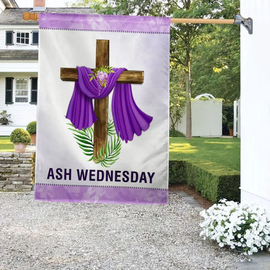 Ash Wednesday Easter House Flags - Easter Cross Garden Flags - Religious Easter Flag