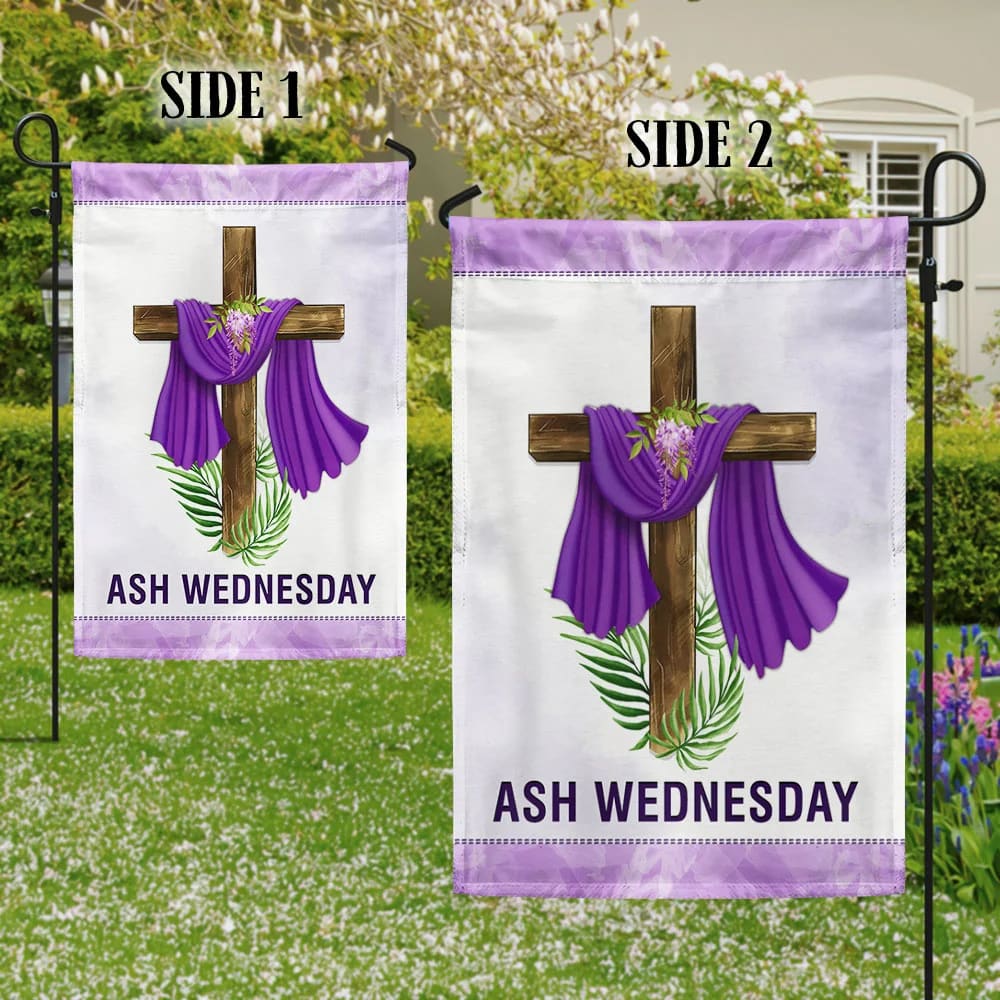 Ash Wednesday Easter House Flags - Easter Cross Garden Flags - Religious Easter Flag