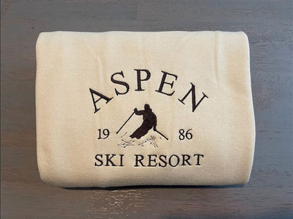 Aspen Ski Resort Embroidered Sweatshirt, Women's Embroidered Sweatshirts