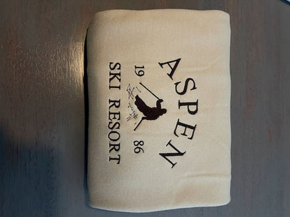 Aspen Ski Resort Embroidered Sweatshirt, Women's Embroidered Sweatshirts