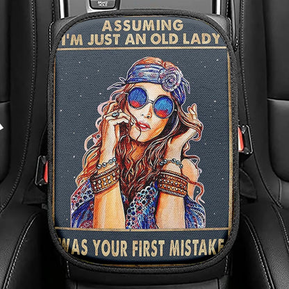 Assuming I'm Just An Old Lady Seat Box Cover, Boho Chic Car Center Console Cover, 40th 50th 60th 70th Birthday Gift For Women Bff, Grandmother Gift