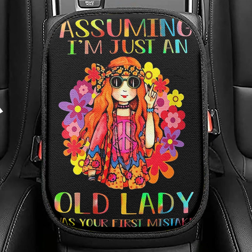 Assuming I'm Just An Old Lady Seat Box Cover, Hippie Bohemian Car Center Console Cover, Boho Car Interior Accessories
