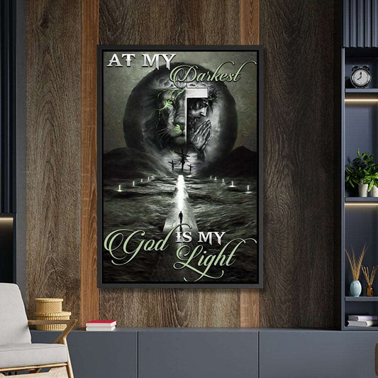 At My Darkest God Is My Light - Jesus Canvas Art - Jesus Poster - Jesus Canvas - Christian Gift - Ciaocustom