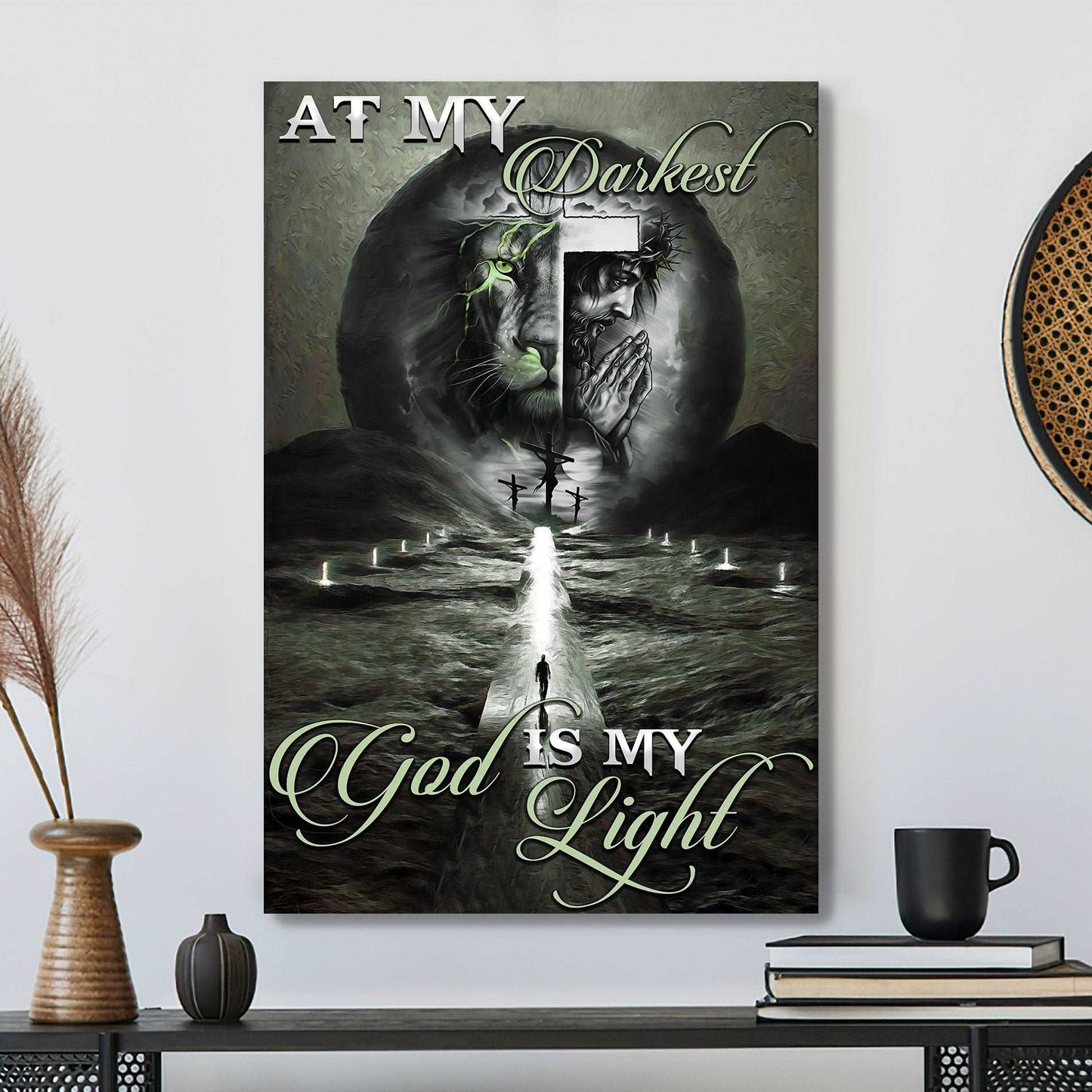 At My Darkest God Is My Light Canvas Wall Art - Jesus Pictures - Christian Canvas Prints - Faith Canvas - Bible Verse Canvas - Ciaocustom