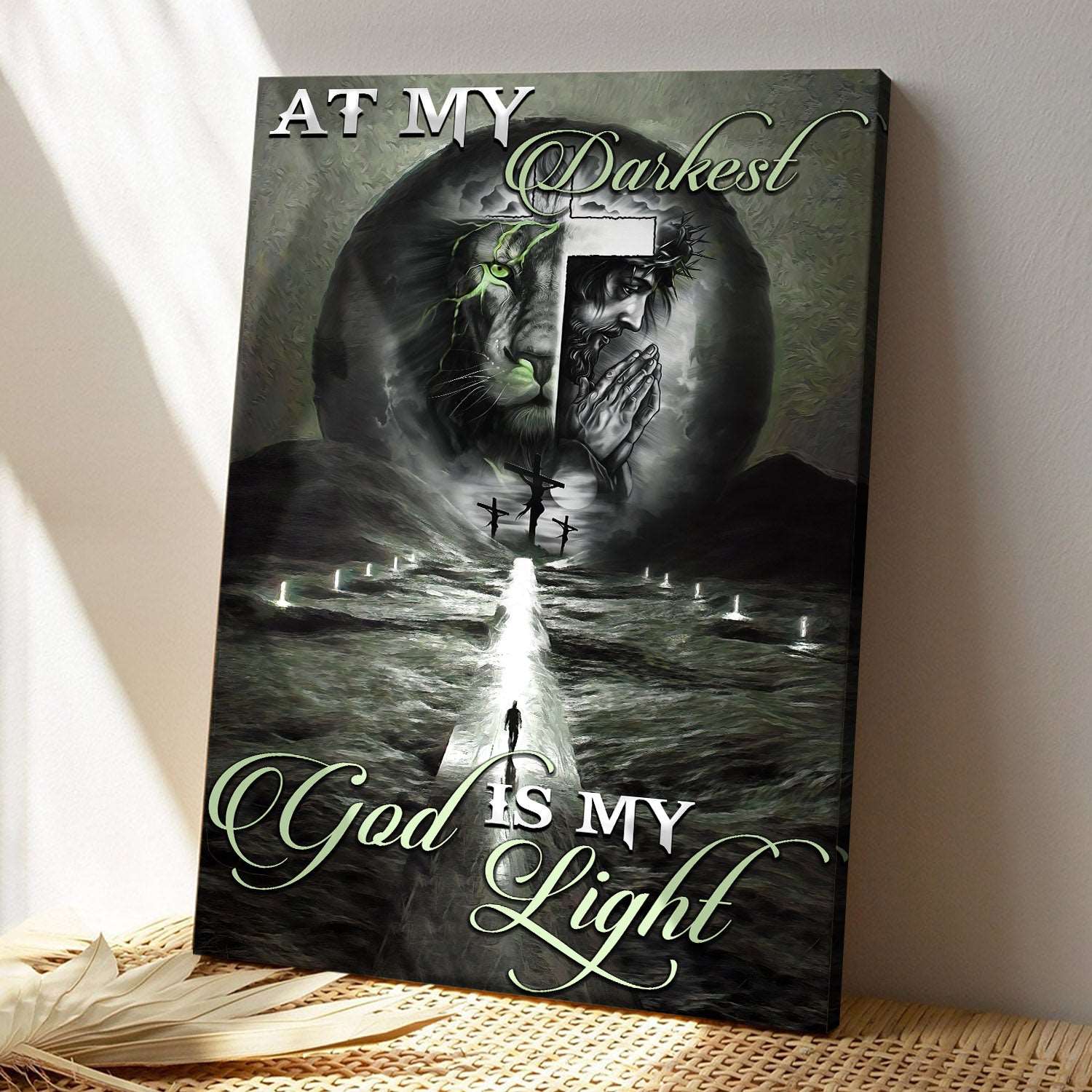 At My Darkest God Is My Light Canvas Wall Art - Jesus Pictures - Christian Canvas Prints - Faith Canvas - Bible Verse Canvas - Ciaocustom