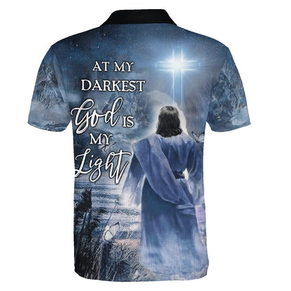 At My Darkest God Is My Light Jesus Polo Shirt - Christian Shirts & Shorts