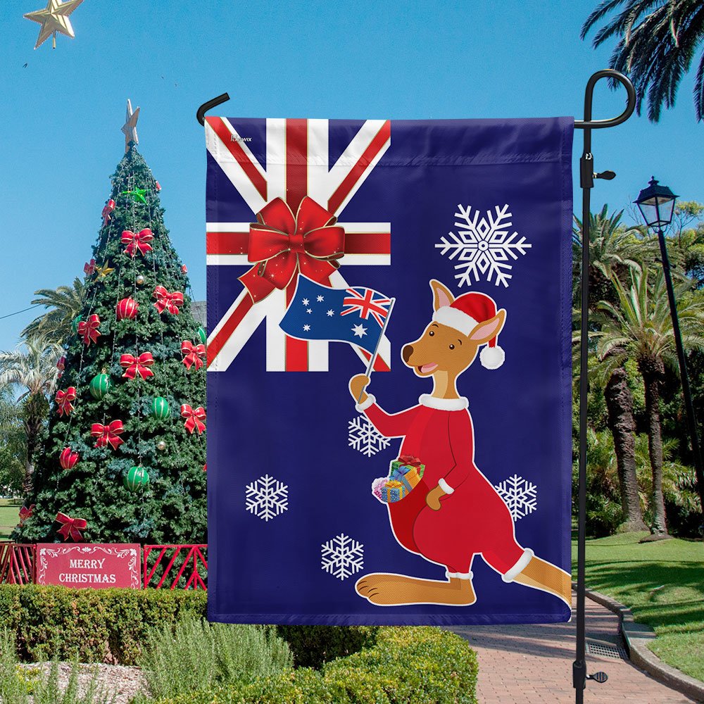 Australia Christmas Kangaroo Claus Merry Christmas Flag - Religious Christmas House Flags