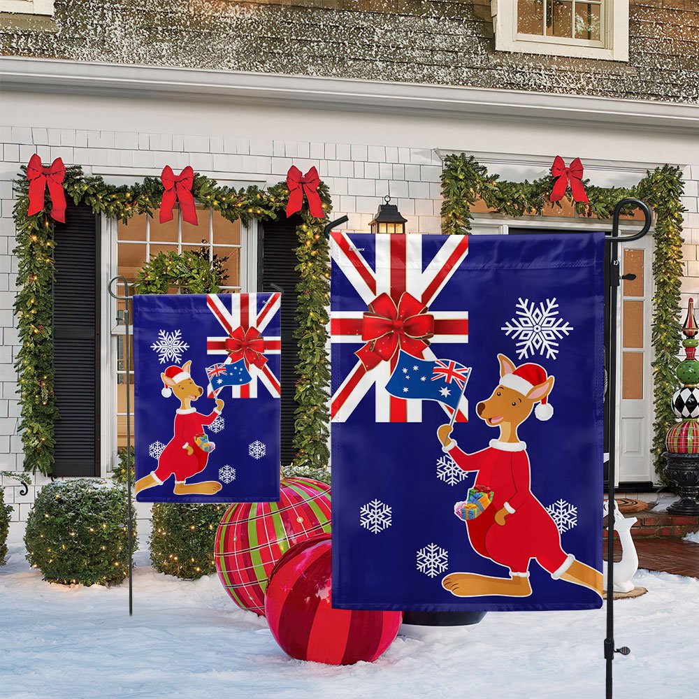 Australia Christmas Kangaroo Claus Merry Christmas Flag - Religious Christmas House Flags