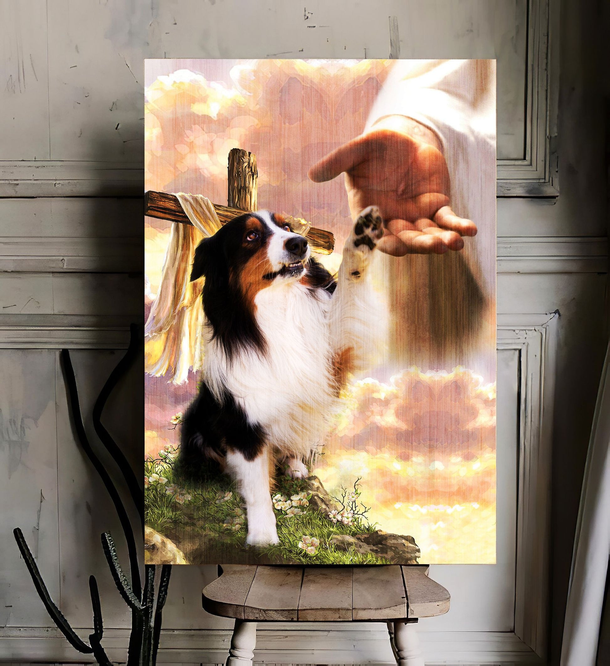 Australian Shepherd God Hand Canvas - Canvas Decor Ideas