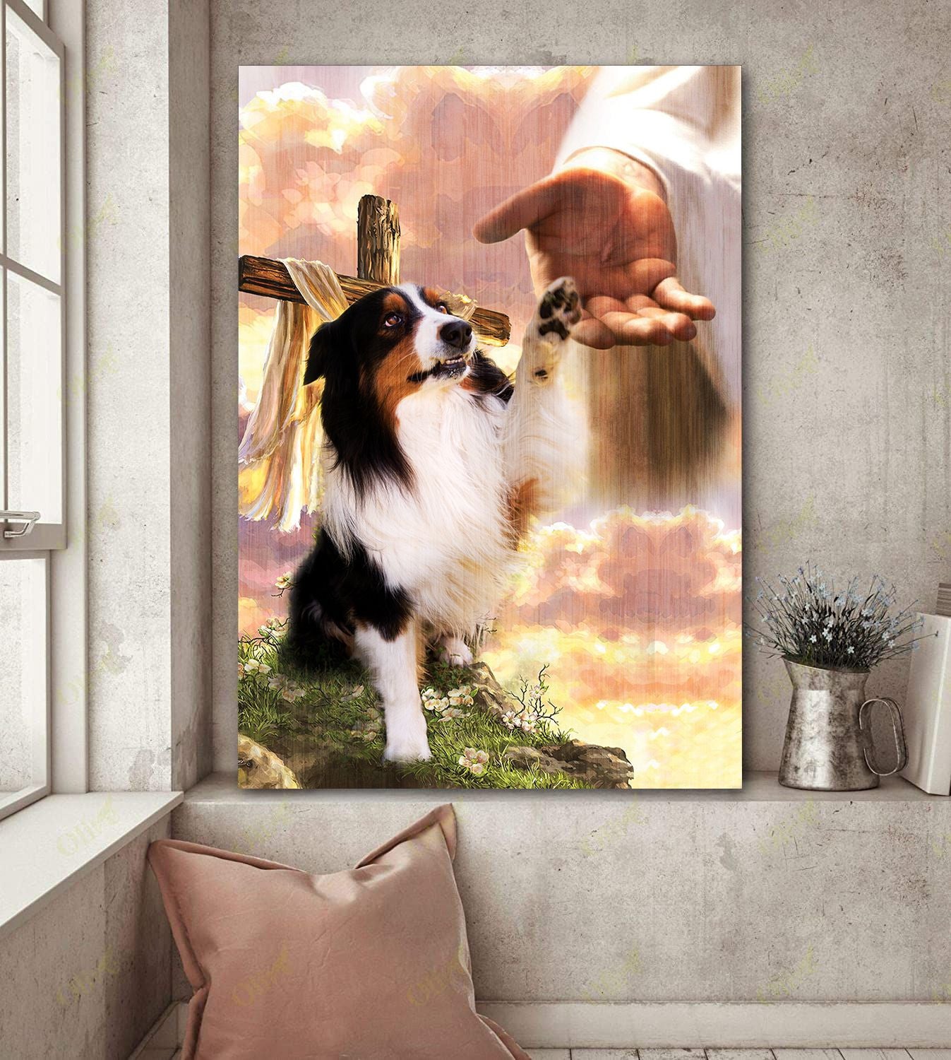 Australian Shepherd God Hand Canvas - Canvas Decor Ideas