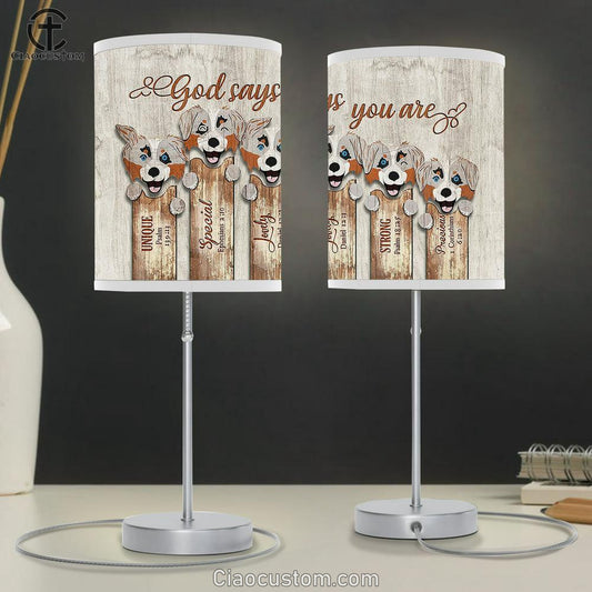 Australian Shepherd God Says You Are Table Lamp For Bedroom - Bible Verse Table Lamp - Religious Room Decor