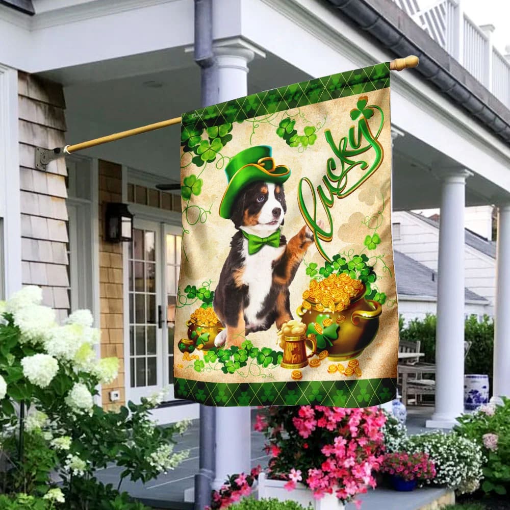 Australian Shepherd House Flag - St Patrick's Day Garden Flag - Outdoor St Patrick's Day Decor