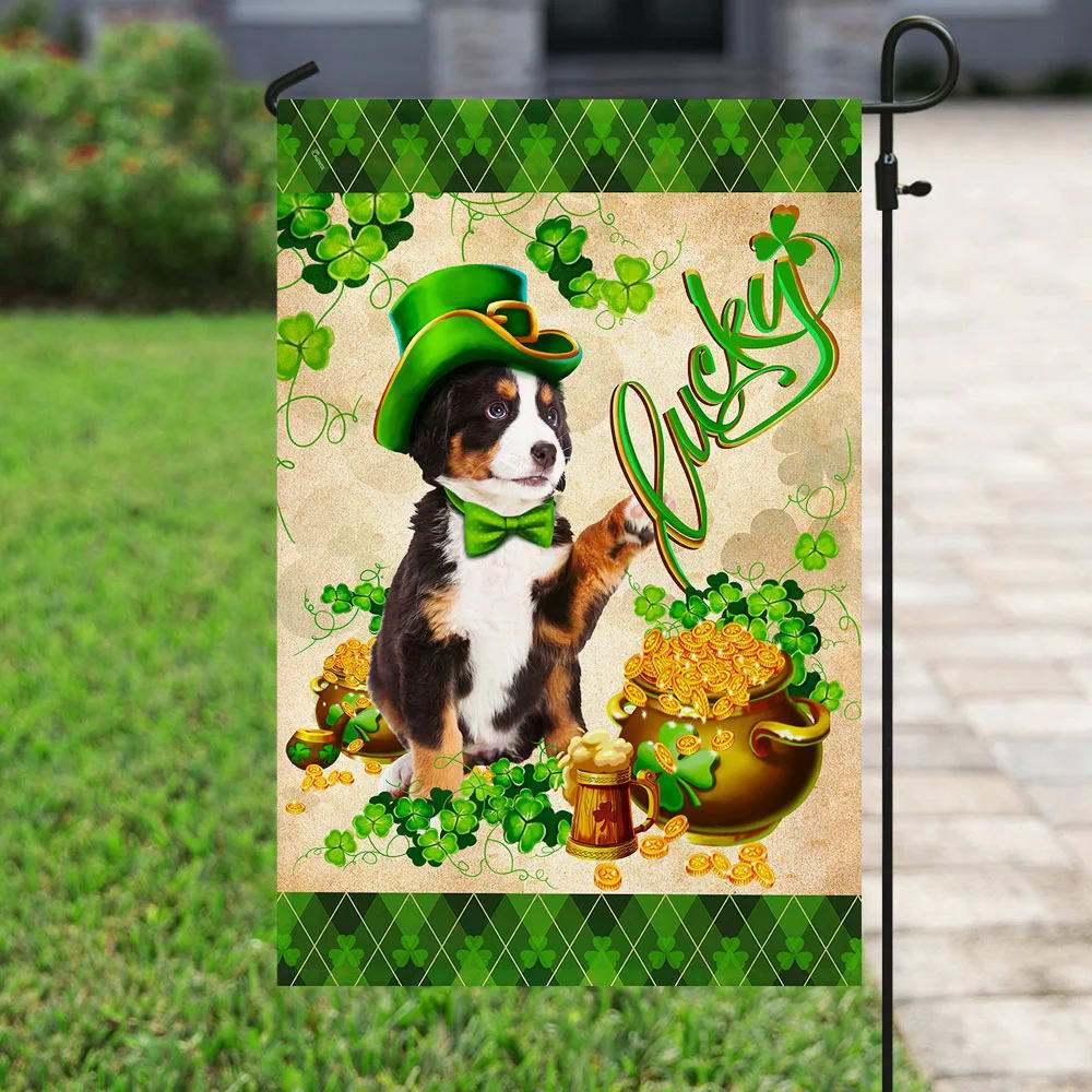 Australian Shepherd House Flag - St Patrick's Day Garden Flag - Outdoor St Patrick's Day Decor