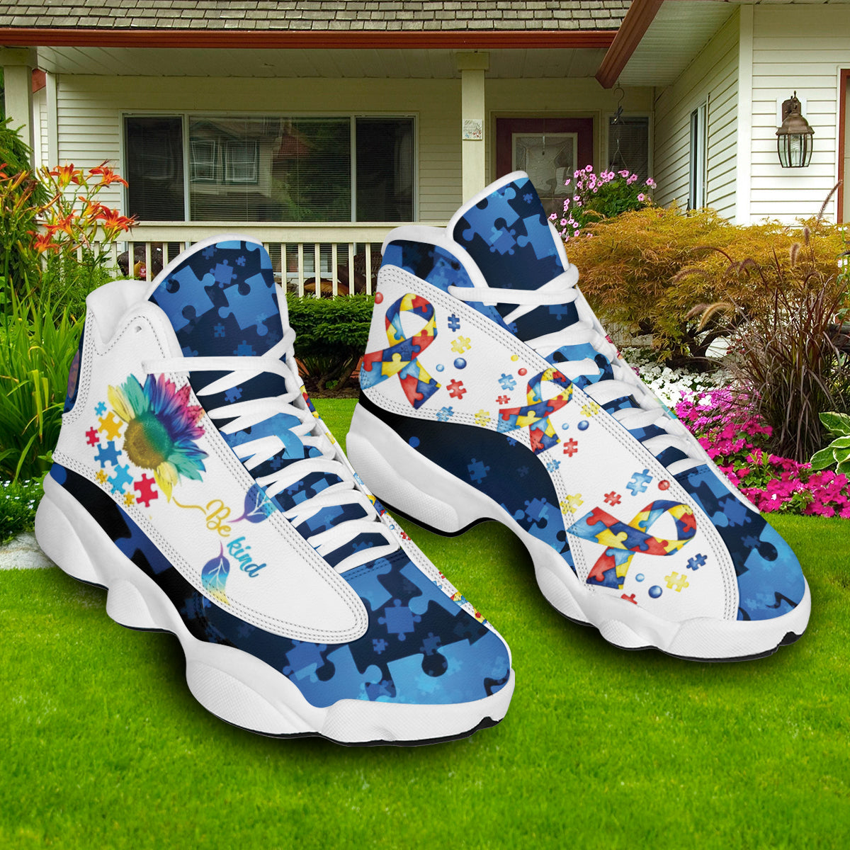 Autism Awareness Be Kind Puzzle Basketball Shoes For Men Women - Christian Shoes - Jesus Shoes - Unisex Basketball Shoes
