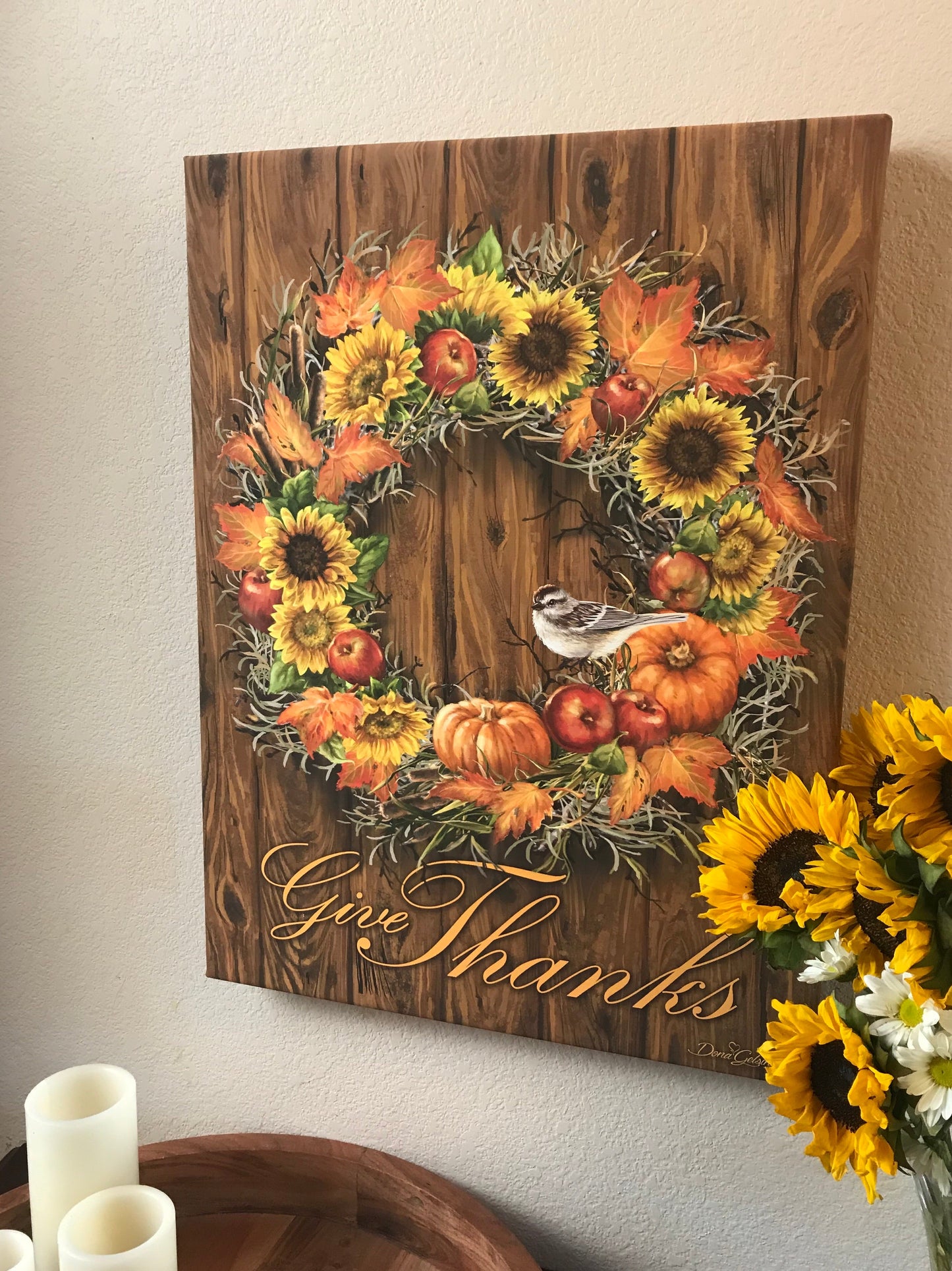 Autumn Wreath Canvas Wall Art - Christian Wall Decor - Religious Gift