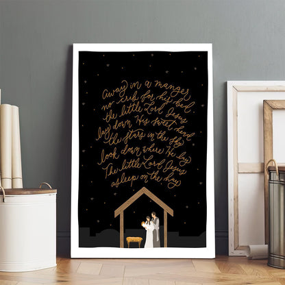 Away In A Manger Portrait Canvas Wall Art - Christmas Gift