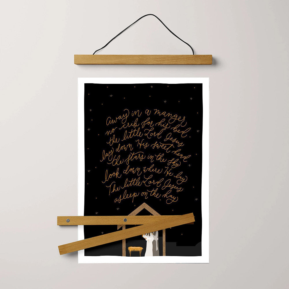 Away In A Manger Portrait Hanging Canvas Wall Art - Christmas Gift - Religious Canvas