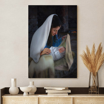 Away In The Manger Canvas Wall Art - Jesus Canvas Pictures - Christian Canvas Wall Art