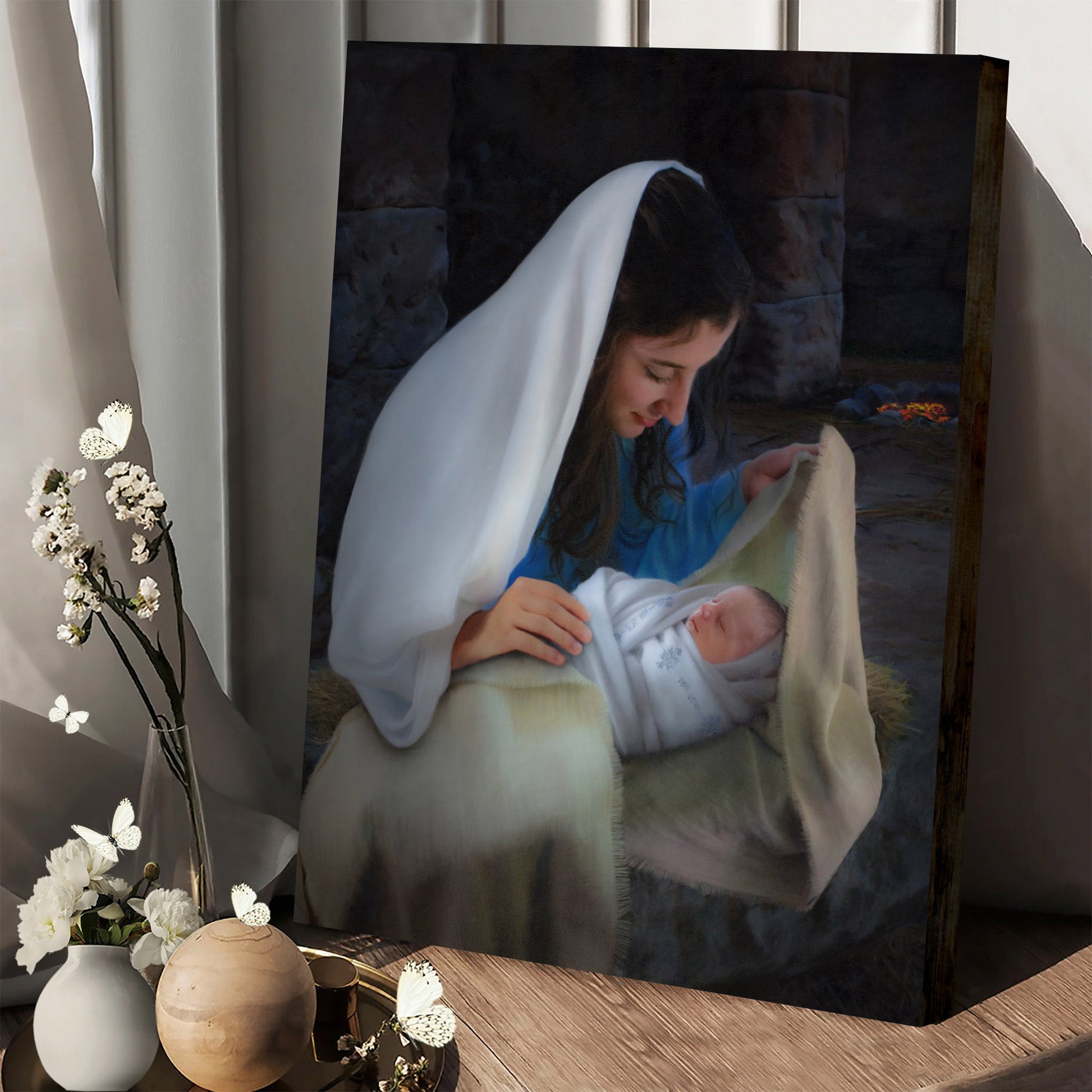 Away In The Manger Canvas Wall Art - Jesus Canvas Pictures - Christian Canvas Wall Art