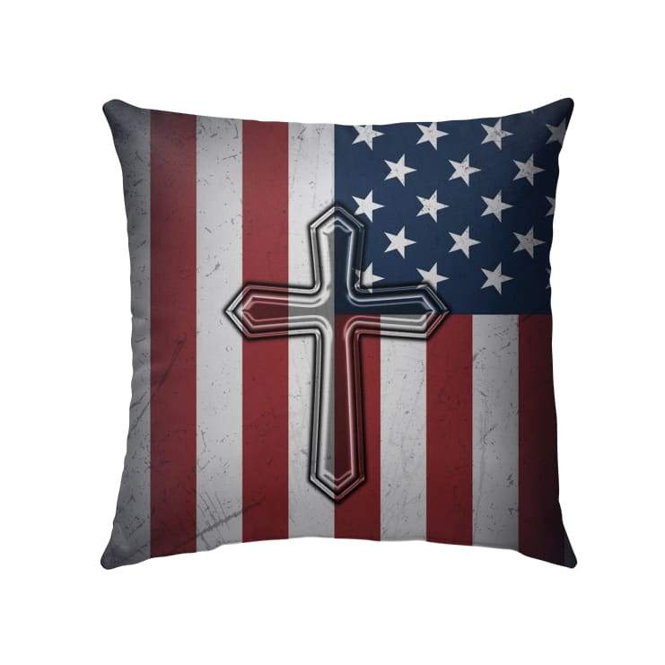 Awesome American Flag Cross Christian Pillow