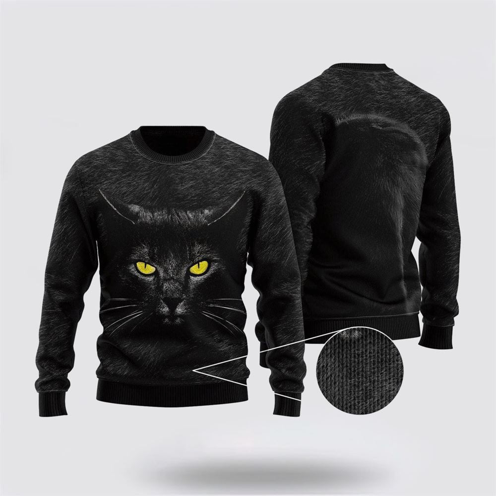 Awesome Black Cat Ugly Christmas Sweater For Men And Women, Best Gift For Christmas, Christmas Fashion Winter