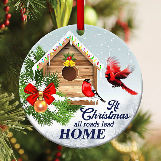 Awesome Christmas Ceramic Circle Ornament - All Roads Lead Home - Christmas Decor - Funny Ornament
