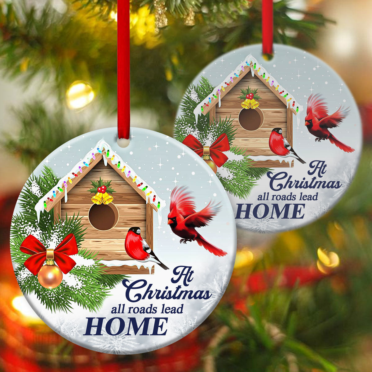 Awesome Christmas Ceramic Circle Ornament - All Roads Lead Home - Christmas Decor - Funny Ornament