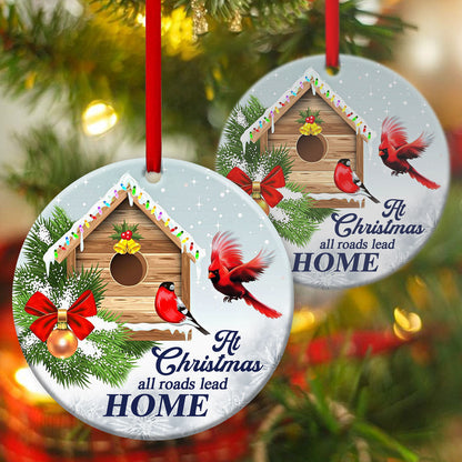 Awesome Christmas Ceramic Circle Ornament - All Roads Lead Home - Christmas Decor - Funny Ornament