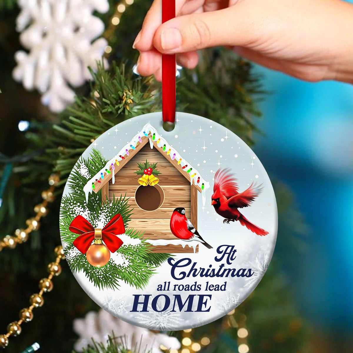 Awesome Christmas Ceramic Circle Ornament - All Roads Lead Home - Christmas Decor - Funny Ornament