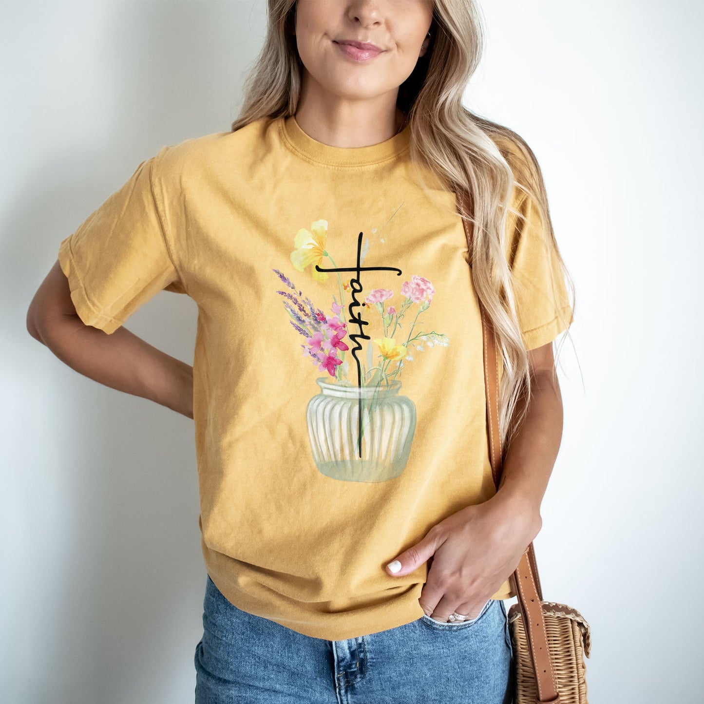 Faith Cross Vase Tee Shirts For Women - Christian Shirts for Women - Religious Tee Shirts