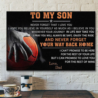 Basketball Dad To My Son - Never Forget That I Love You - Dad Son Canvas Print - Best Gift For Son - Ciaocustom