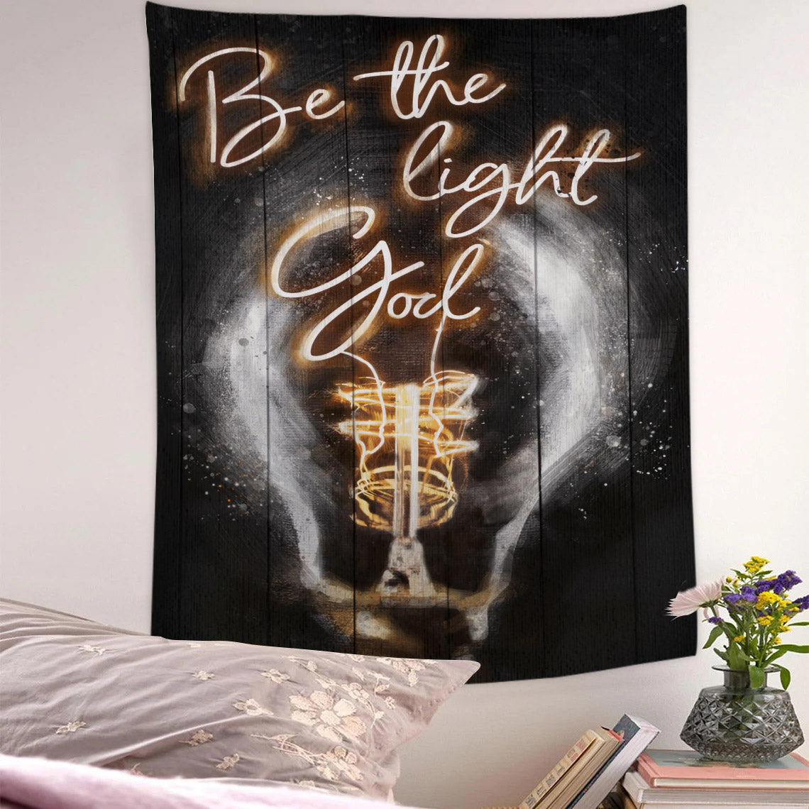 Be The Light God - Jesus Tapestry - Religious Tapestry Wall Hangings - Bible Verse Wall Tapestry - Christian Tapestry - Ciaocustom