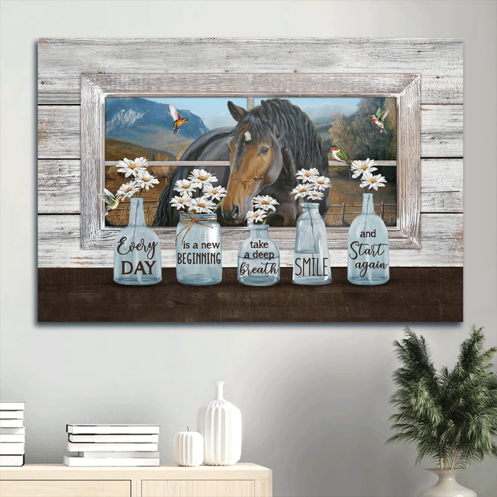 Baby Daisy Vase Quarter Horse Hummingbird Canvas Every Day Is A New Beginning Canvas Wall Art - Christian Wall Decor