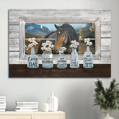 Baby Daisy Vase Quarter Horse Hummingbird Canvas Every Day Is A New Beginning Canvas Wall Art - Christian Wall Decor