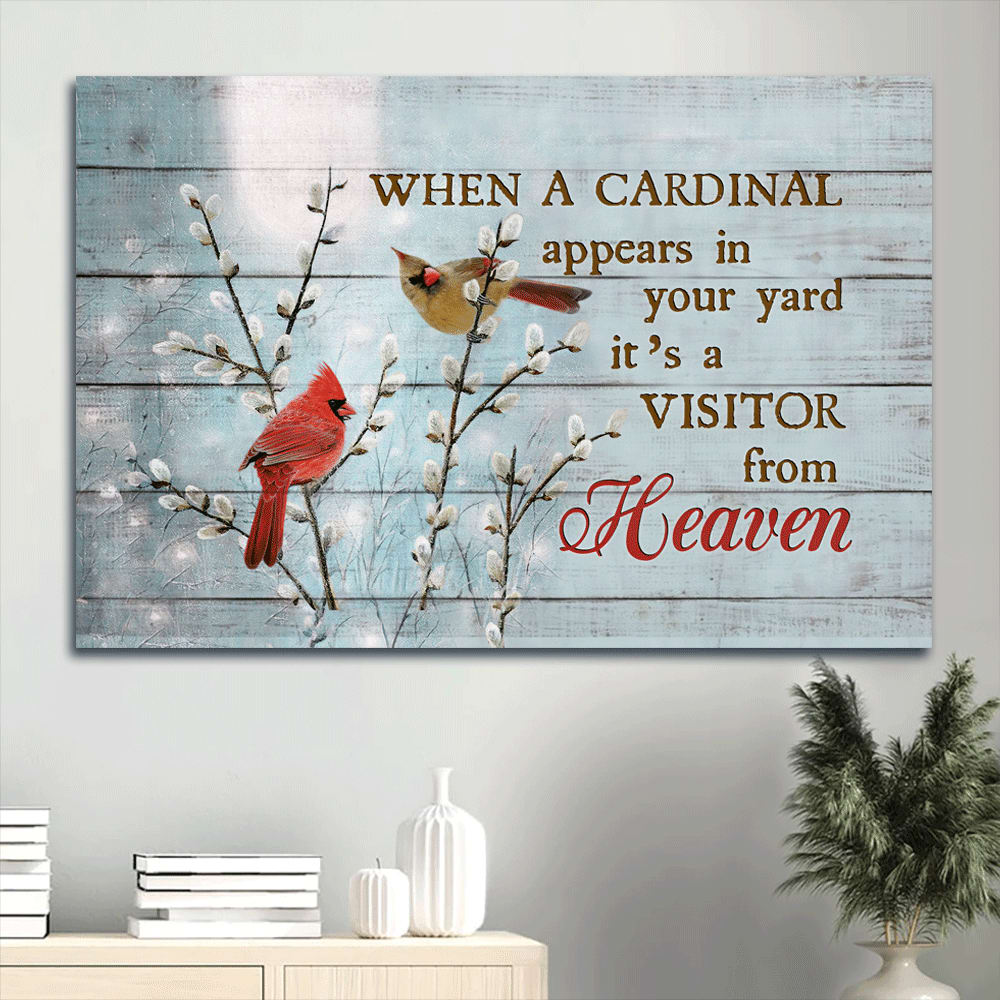 Baby Flower Cardinal Painting Couple Cardinal Canvas When A Cardinal Appears In Your Yard Canvas Wall Art - Christian Wall Decor