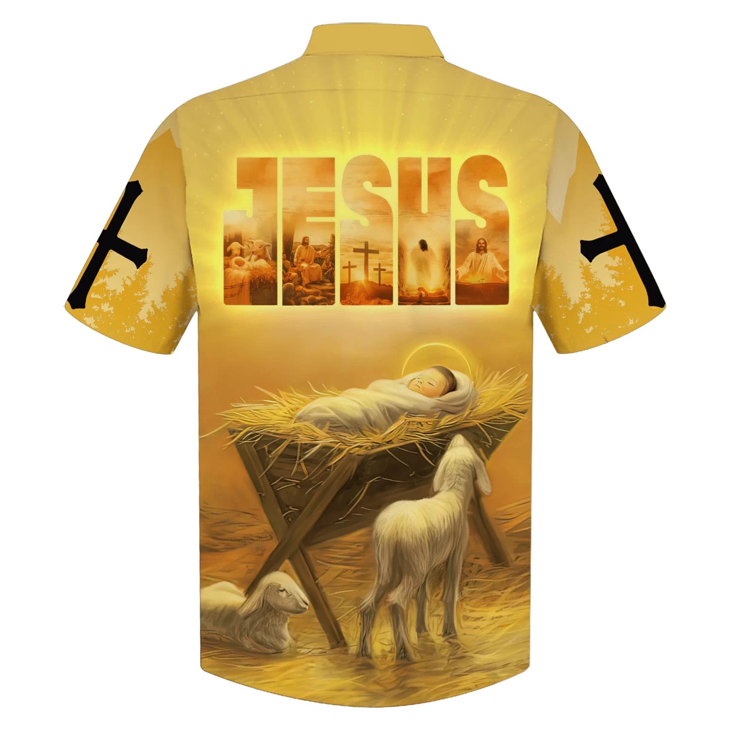 Baby Jesus In A Manger Hawaiian Shirts - Christian Hawaiian Shirt - Jesus Hawaiian Shirts