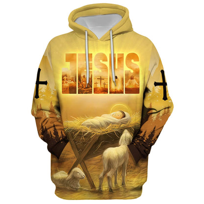 Baby Jesus In A Manger Hoodies - Jesus Coming Back As A King Hoodie - Men & Women Christian Hoodie - 3D Printed Hoodie