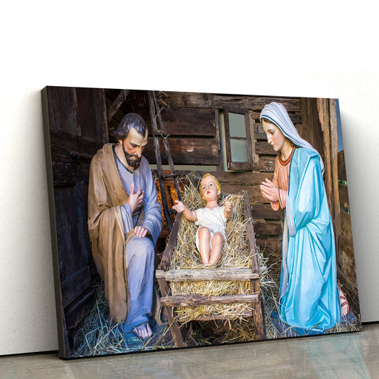 Baby Jesus Mary And Joseph - Jesus Canvas Wall Art - Christian Wall Art