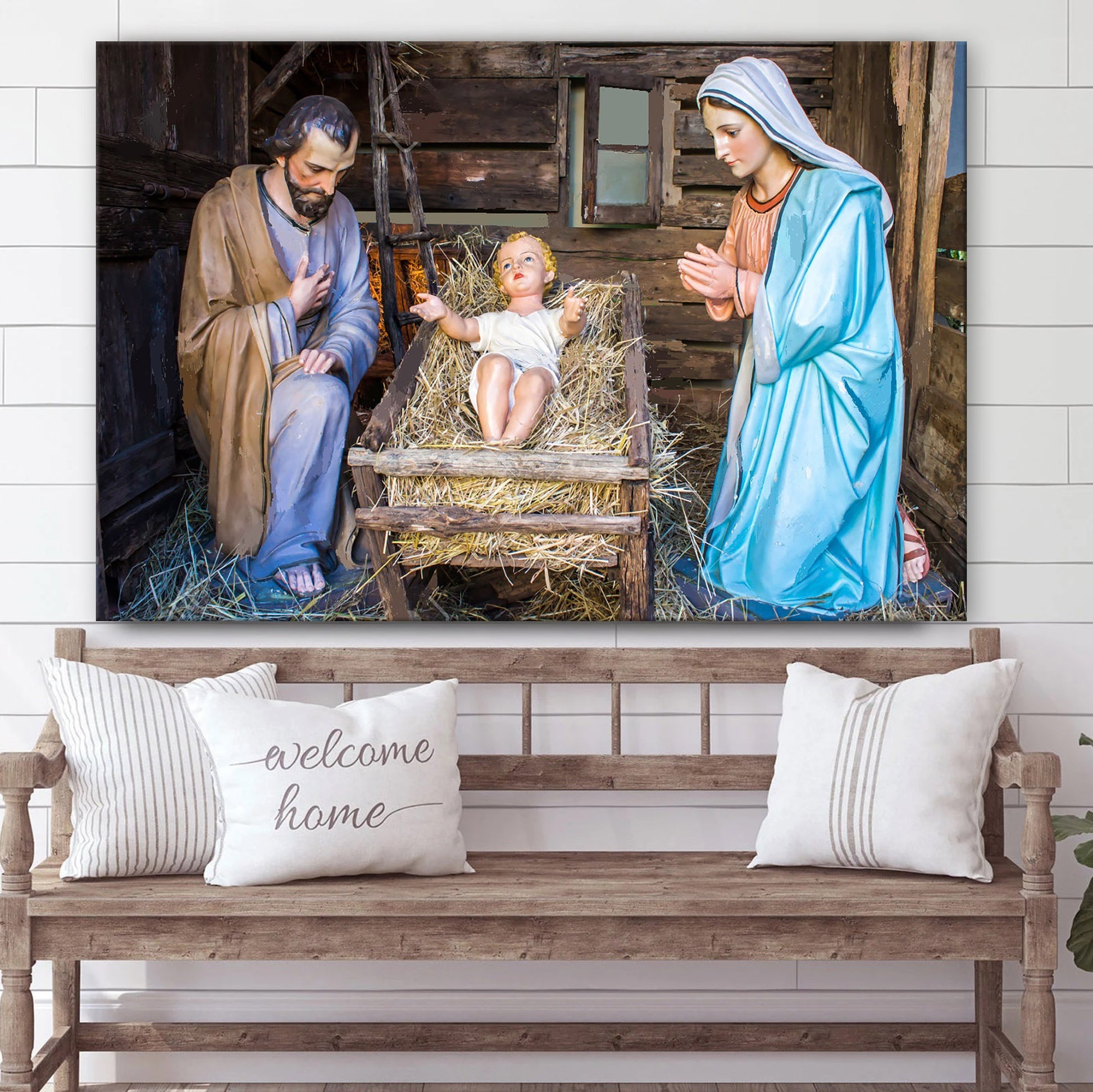 Baby Jesus Mary And Joseph - Jesus Canvas Wall Art - Christian Wall Art