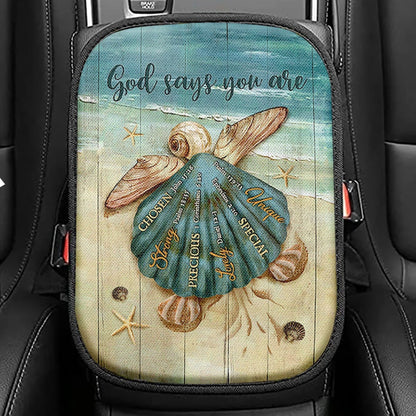 Baby Turtle God Says You Are Seat Box Cover, Bible Verse Car Center Console Cover, Christian Inspirational Car Interior Accessories
